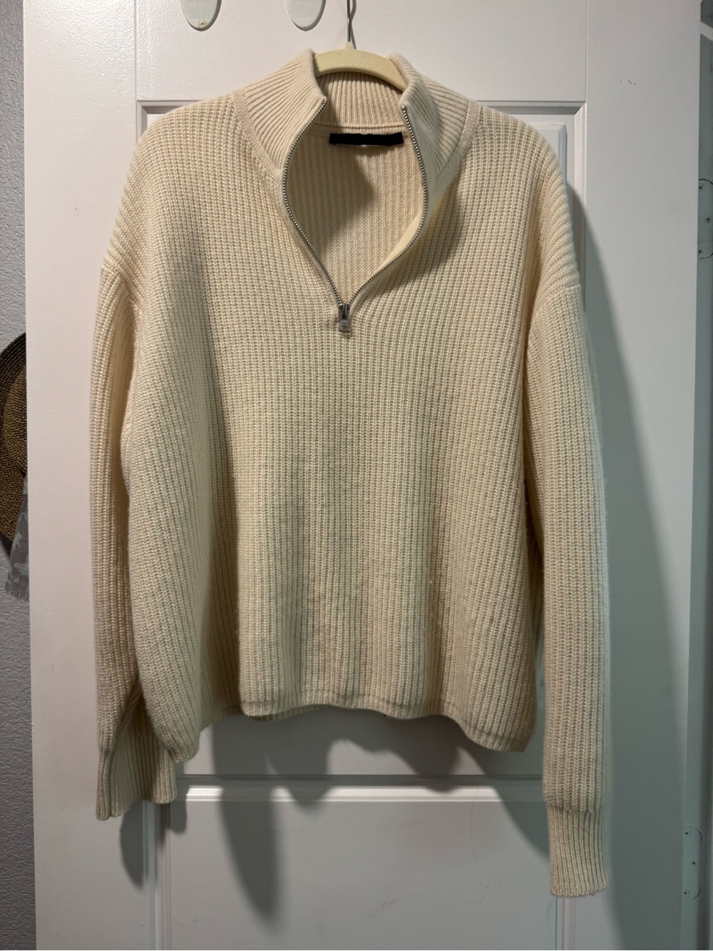 Jenni Kayne Half-Zip Ribbed Knit Sweater - Cream